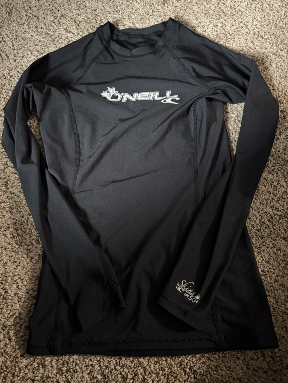 O'Neill Black Long Sleeve Performance Rash Guard UPF 50 Swim Surf